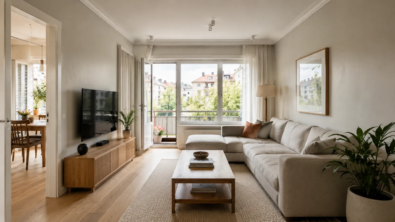 Kadıköy eski apartman dairesinde modern yenilenmiş salon