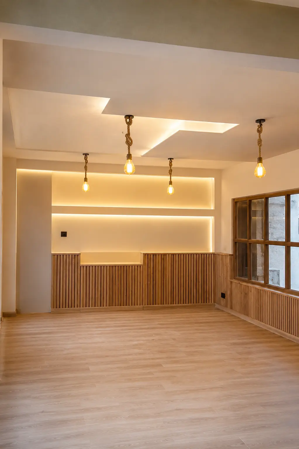 Salon Ahşap Lambri Gizli Işık